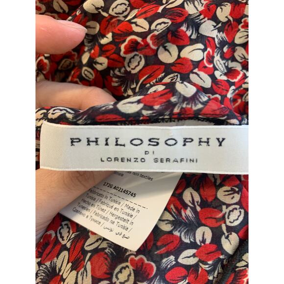 Philosophy Women's Lorenzo Serafini Ruffle Front Silk Chiffon Blouse Red Size 6 - Picture 3 of 6